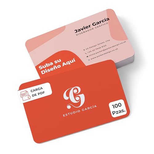 Tarjetas de Visita Personalizadas con Esquinas Redondeadas, Impresión con Logo, Foto o Texto, Pack de 100, Papel 300 g/m² Acabado Mate, 85 x 55 mm, Impresión a Doble Cara, Para Empresas y Eventos
