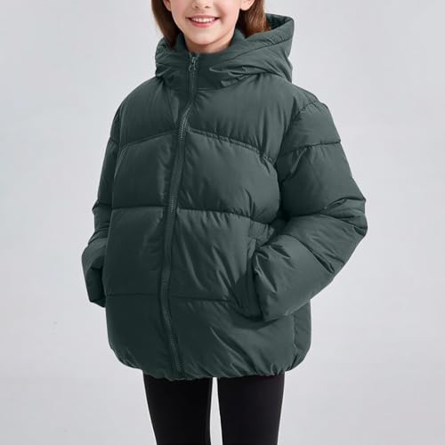 Kids Oversized Jacket Girls Boys Hooded Zip Up Winter Warmth Outerwear Comfortable Thick Outdoor Coat with Pockets4