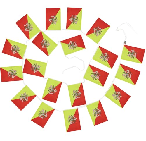 Image of AZ FLAG Sicily 6 meters BUNTING Flag 20 flags 9'' x 6'' - Italy - Sicilian STRING flags 15 x 21 cm