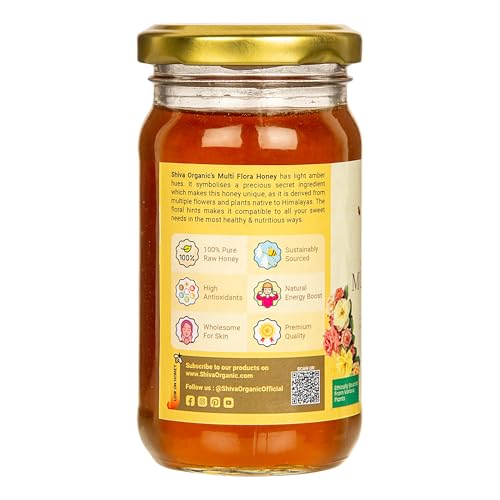 Image of Shiva Organic Raw Multi Flora Honey 250g | 100% Pure NMR Tested | Raw and Unprocessed