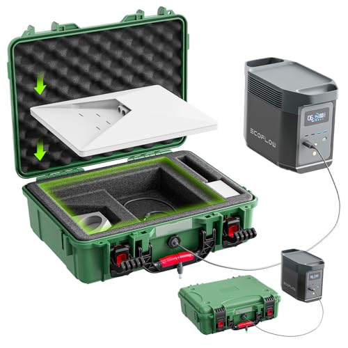 Starlink Mini Case,2026 New IP67 Waterproof Hard Carrying Case Compatible with Star link Mini Dish Accessories, Green Protective Storage Bag with DC Waterproof Port for Outdoor Travel RV Camping