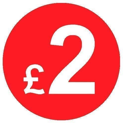 Price Stickers - 20mm Pack of 200 Round Red Labels from 99p to ยฃ10 (ยฃ2) Coloured Stick On Price Labels Stickers Removable Self Adhesive Pricing Sticker Paper Easy Peel Sticky Label Paper for Retail