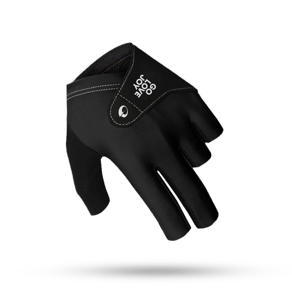 Wnddle Billiards Glove: Left Hand Pool Glove for Snooker & Cue Sports – Quick-Dry, Non-Slip, Breathable 3-Finger Design (Large, Black)
