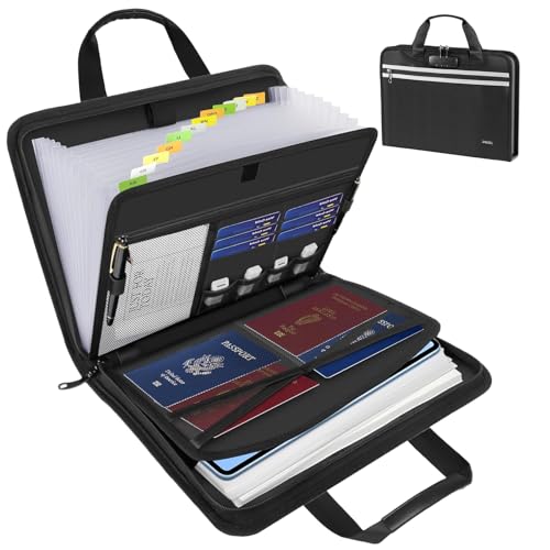 Accordion File Folder Organizer with Lock, 13 Pockets Fireproof Document