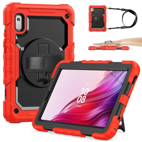 SIBEITU Case Compatible with Lenovo Tab M9 TB-310FU 2023 with Screen Protector Pen Holder, 9.0 Inch Three Layer Drop-Proof Protection Case with 360°Rotating Stand &Strap for Lenovo Tab M9