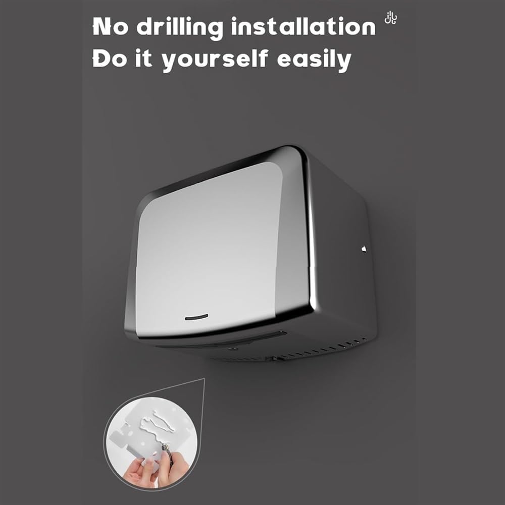 Automatic Hand Dryer with HEPA Filter Stainless Steel Jet High Speed Hot and Cold Air Bathroom Commercial Induction Hand Dryer,B-Medium