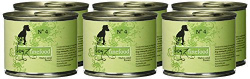 dogz finefood Hundefutter nass - N° 4 Huhn & Fasan - Feinkost Nassfutter für Hunde & Welpen - getreidefrei & zuckerfrei - hoher Fleischanteil, 6 x 200 g Dose
