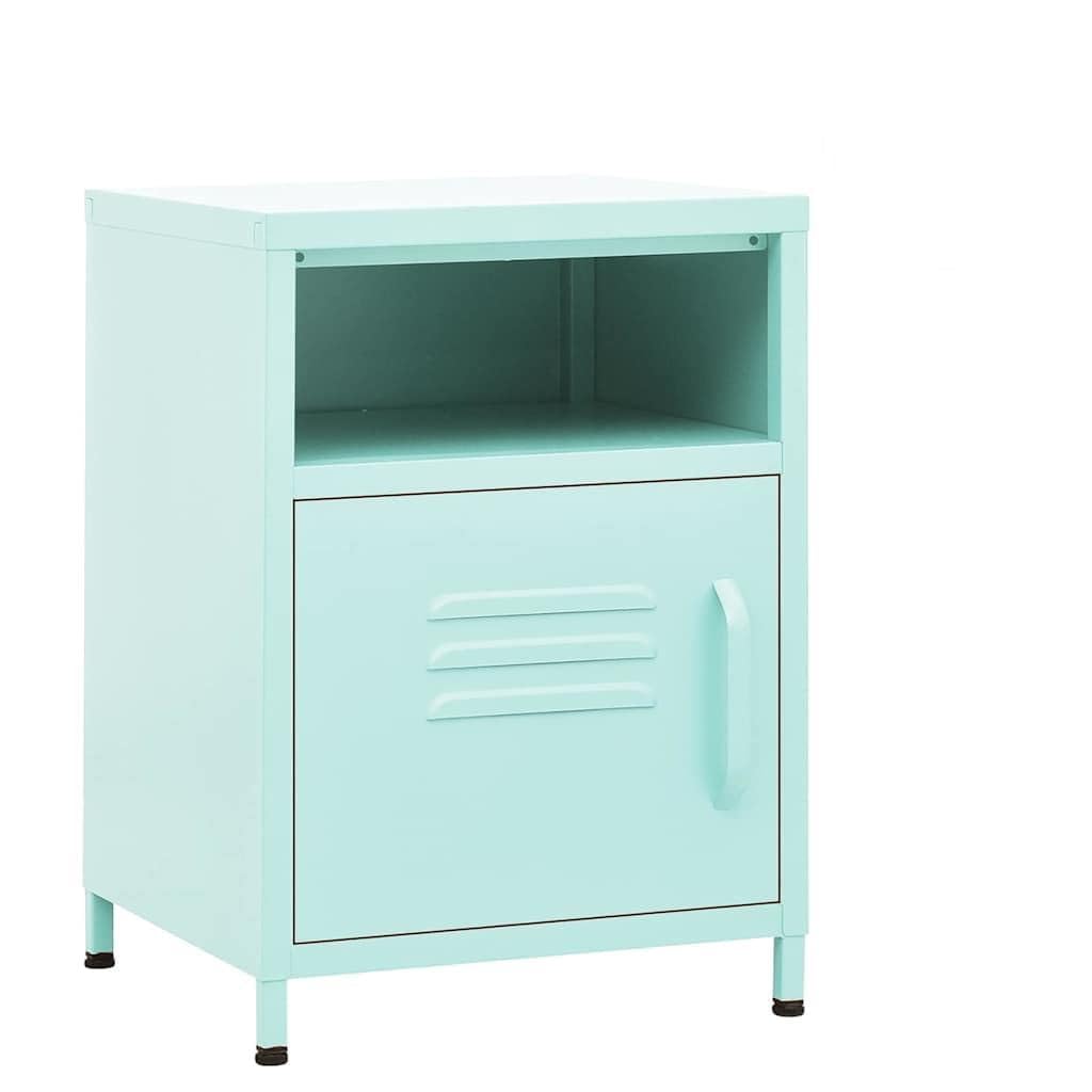 Nachttische 2er Set Minzgrün 35x35x51 cm Stahl Beistelltisch Schlafzimmerschrank Organizer Schlafzimmer modern platzsparend