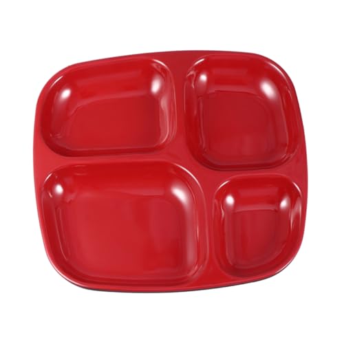 SOLUSTRE 4 Divided Compartment Dish Imitated Ceramic Rice Tray Tableware for Home Restaurant Easy to Clean Design