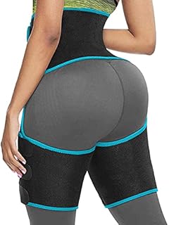 3-in-1 Waist Thigh Trainer for Women Men Butt Lifter Trimmer Fitness Belt Neoprene belly fat burner Plus Size Workout,Blue-3 in 1,Medium