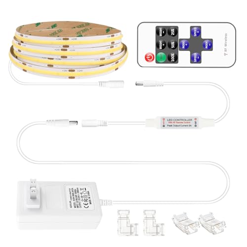Tira Led COB luz blanca cálida con fuente y dimmer miniatura 1