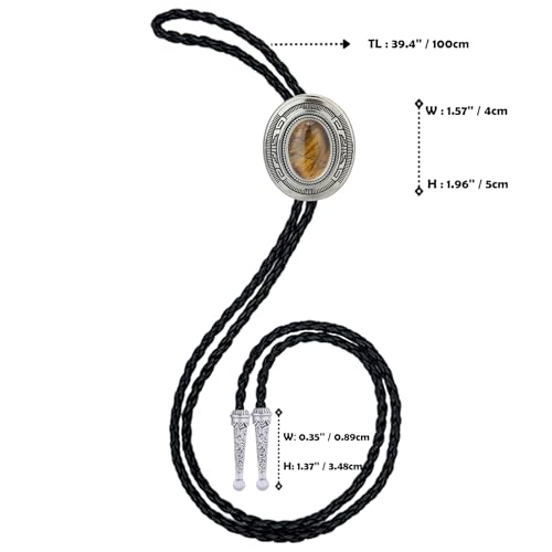 Image of Vintage Western Cowboy Rodeo Black Agate Bolo Tie for Men Women