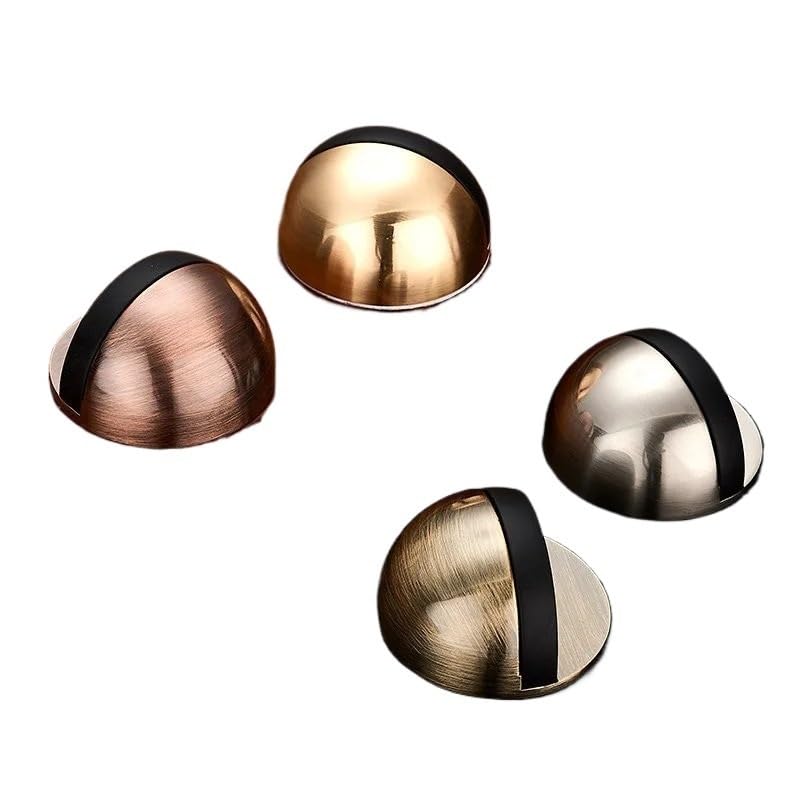Topes de puerta, 3 piezas, adhesivos sin perforaciones, topes goma acero inoxidable ocultos, soportes for puertas, for montados en el suelo clavos(Green Bronze)