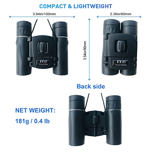 Binoculares compactos 8x21 para adultos y jóvenes miniatura 3