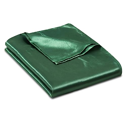 Ersmak Sábana encimera de satén, sábana encimera Individual, Lujosa y ultrasuave y Sedosa para colchón Individual, Color Verde Esmeralda