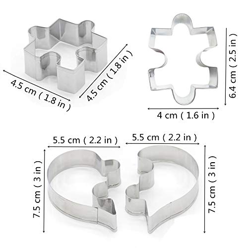 Love Heart Puzzle Shaped Cookie Set Of 4 Pcs, Stainless Steel Valentine’s Day Jigsaw Puzzle Diy Fondant Cutters #TOP2