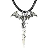 Durable and DeftVintage Punk Glowing Luminous Dragon Pendant Necklaces Mens Leather Rope 3 Colors Women Jewelry Retro Gifts Silver