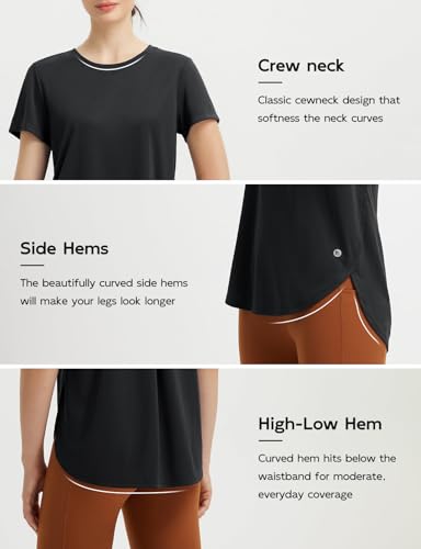 baleaf Women's Short Sleeve Workout Shirts Athletic Running Yoga Tops with Curved Hem Quick Dry Sun T-Shirt UPF 50+4