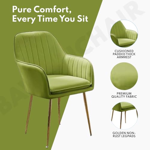Image of Modern Velvet Armchair for Living Room Dining Room Accent Chair with Golden Lag for Bedroom Home Upholstered Seat Lounge Chair (Parrot Green)