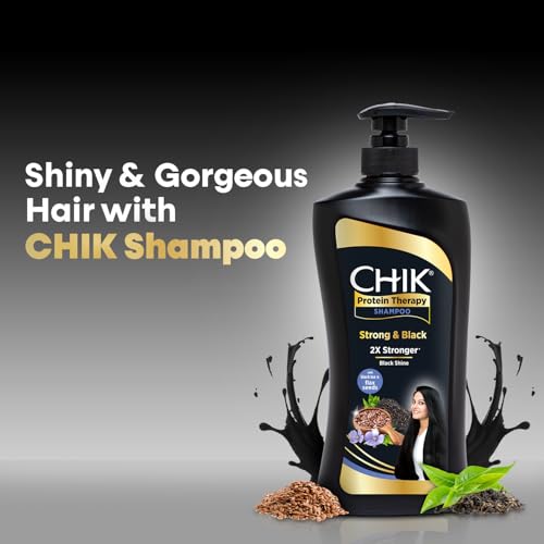 Chik Protein Solution Thick And Glossy Shampoo, With The Goodness Of Badam Protein, Bhringraj Oil And Black Tea, For Gorgeous Shiny Hair, For Men & Women,1L