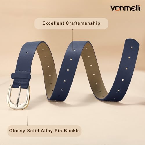 VONMELLI Women Leather Belt for Pants Jeans Dresses Ladies Belts with Fashion Gold Silver Buckle4