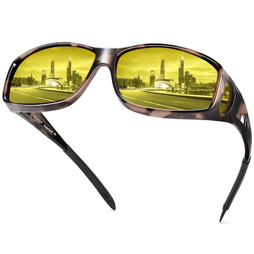 Image of URUMQI Night Vision Driving Glasses Fit Over Eyeglasses for Men Women