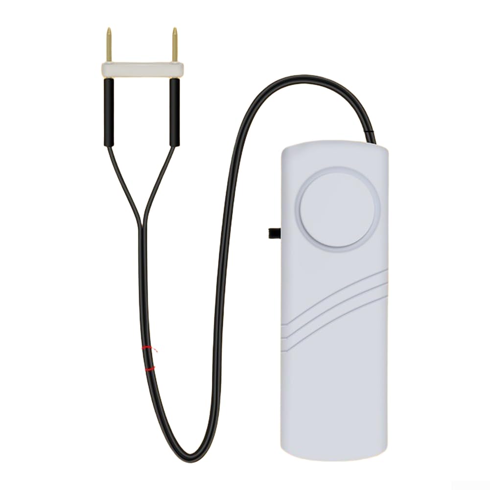 Alarma de nivel de agua con zumbador fuerte de 100 dB para el hogar, tanque de acuario, piscina, detector de fugas de desbordamiento, sensor de sonda de cobre, fácil de instalar, funciona con
