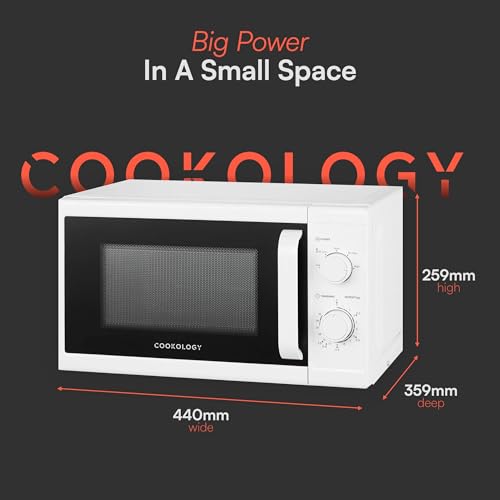 Cookology CMAFS20LWH 800W Freestanding Microwave - Microwave with 20 Litre Capacity and 25cm Turntable - 5 Cooking Power Levels - Quick Defrost Setting and Dial Timer - White - Image 5