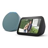 Echo Pop | Bocina inteligente + Nuevo Echo Show 5 (3.ª generación, modelo de 2023), con el Acceso Anticipado de Alexa+