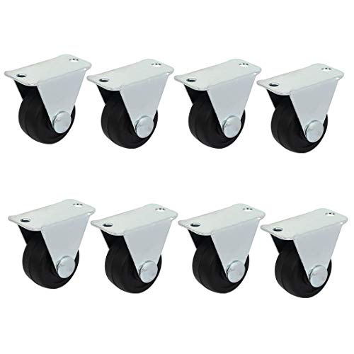 Ruedas, 8 Ruedas giratorias de Goma de 1 Pulgada, Rueda Individual rígida, no giratoria, Placa ior Fija, Ruedas universales para Muebles.