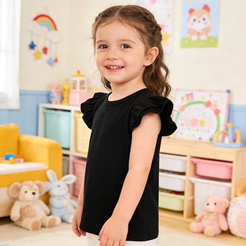 Image of LYSMuch Toddler Girls Short Sleeve Ruffle Basic Blouse