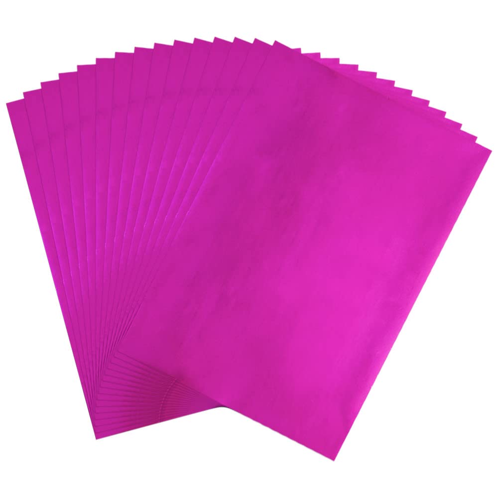 CYFUN DESIGN 50 Sheets Toner Reactive Foil Sheet for Crafts Paper Holographic Heat Transfer Craft Scrapbooking Stamping Cardstock DIY Accessories 7.9 x 11.4inch-Rose Red