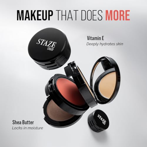 Image of Staze Triple Treat Stacked 3-in-1 Face Palette | Concealer, Blush & Highlighter | Creamy Finish | Highly Pigmented & Blendable | Long-Lasting Full Face Makeup Kit | Travel friendly | 02 It Girl