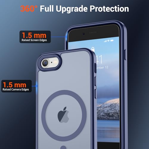 Image of SUPFINE Magnetic for iPhone SE Case 2022 (3rd) /2020 (2nd), iPhone 8 Case (Compatible with MagSafe) (Military Grade Drop Protection) Slim Translucent Matte Phone Case,Lavender Gray