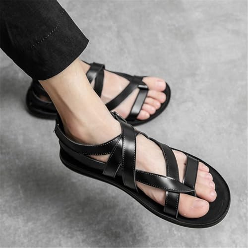 Men Leather Sandals Men Slippers Holidays Sandals Beach Shoes Men Soft Breathable Casual Shoes(OneColor,39)4