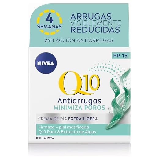 NIVEA Q10 Power Antiarrugas Cuidado de Día FP15 (1 x 50 ml), crema facial antiarrugas para piel mixta, crema hidratante con protector solar, crema antiedad