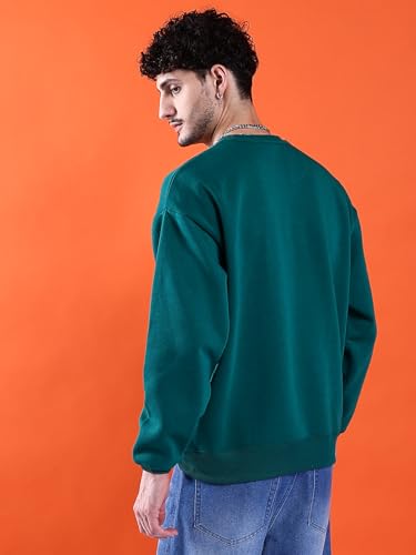 Image of The Indian Garage Co Men Oversized Solid Crew Neck Overhead Sweatshirt