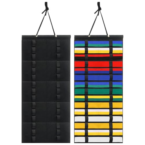 Klmnop 15 Belts Karate Belt Display Rack, Felt Martial Arts Belts Display Holder, Taekwondo Belt Display Holder for Martial Art Learner(Black)