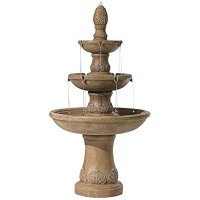 Domanico Italian Outdoor Floor Bubbler Fountain and Waterfalls 57" High 3 Tiered Basins Decor for Garden Patio Backyard Deck Home Lawn Porch House Relaxation Exterior Balcony - John Timberland