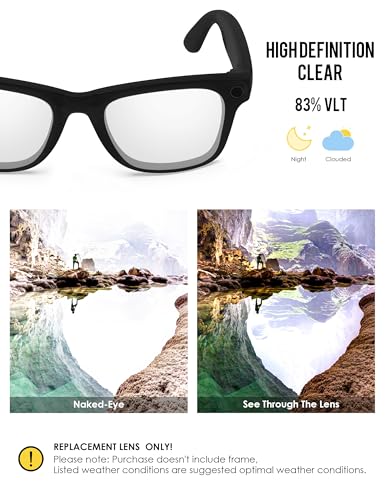 Image of BLAZERBUCK Photochromic Replacement Lenses Compatible with Ray-Ban Meta Wayfarer RW4008 | RW4012 (Gen 2) 53mm Smart Glasses