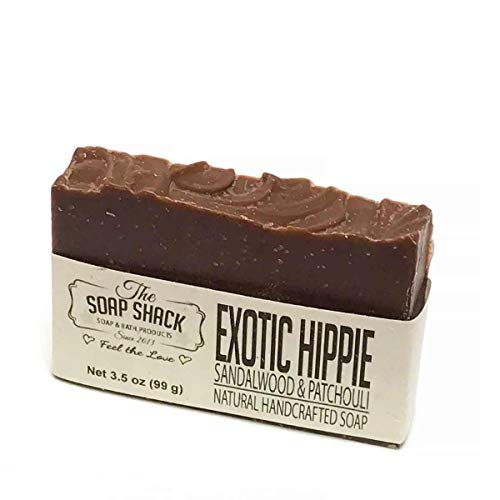 Sandalwood Patchouli Soap-Handmade Soap-Cold Process Soap-Sandalwood-Patchouli-Ground apricot seeds for exfoliation-By The Soap Shack