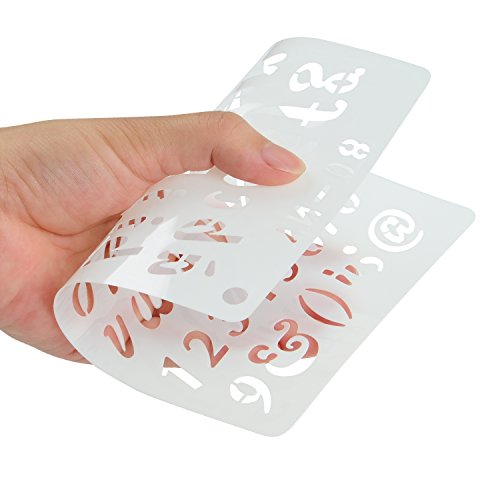 YUEAON 12 Pack Letter and Number Stencils Alphabet Stencil for A5 Bullet Journal Supplies Scrapbooking Painting Drawing Craft -5×7 inch