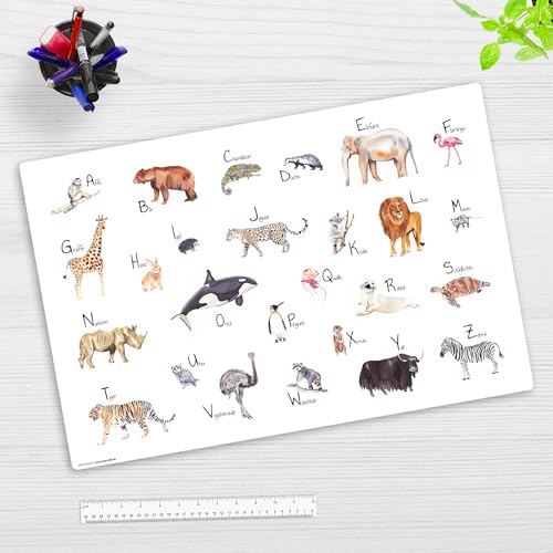 Children's Desk Pad - "Animal ABC" - Made of Premium Vinyl (Plastic - BPA Free) - 60 x 40 cm - Made in Germany