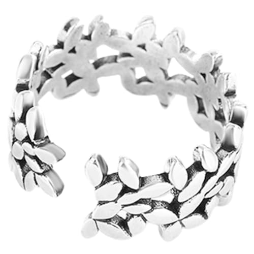 WHZHDMA Minimalist Open Finger Jewelry Vintage Leaf Ring Present for Birthdays Special Occasions Elegant Daily Wear Accessory