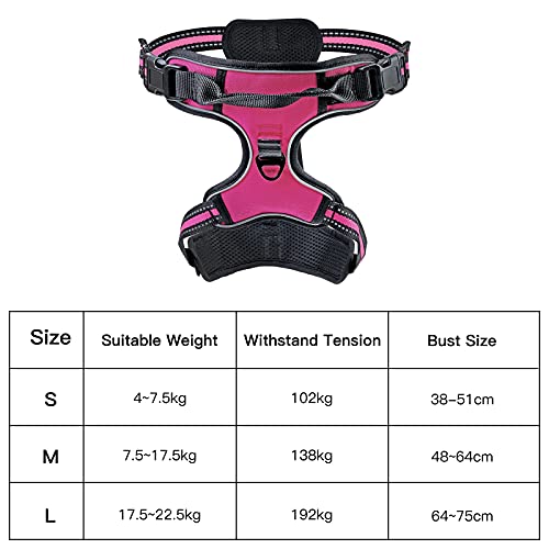 SIBOTER Hundegeschirr mit Hundeleine, Reflektierendes Hundegeschirr mittelgroße Hunde, mit Einfache Kontrolle Griff und Rückseite perfekt für Spaziergänge im Freien (M, Rosa)