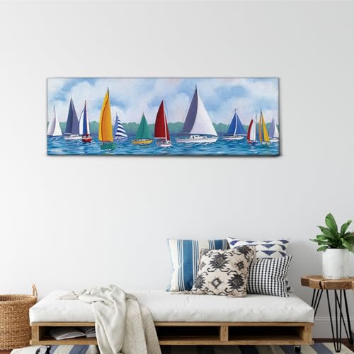 Tableaux modernes Giallobus Fête de voilier décoration murale sur toile grand format 150x50 cm - 4