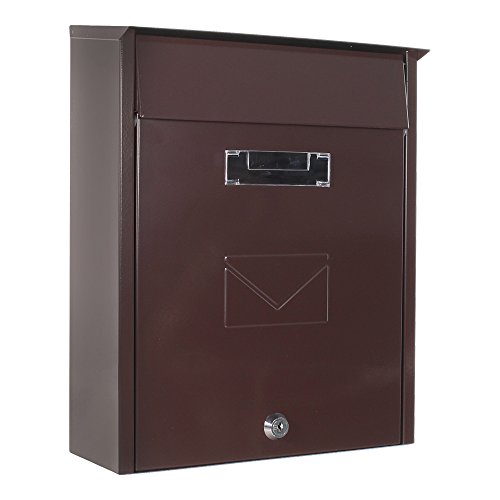 Preisvergleich Produktbild Rottner Briefkasten Tivoli Braun, Zwei Einwürfe, Pulverbeschichtetes Stahlblech, Tropfnase