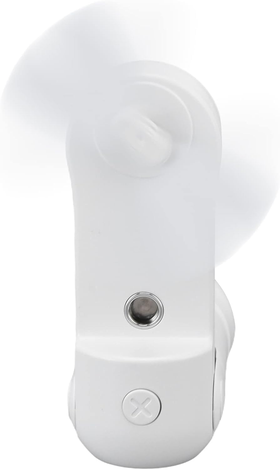 Shanrya Ventilador con pilas, vaporizador recargable Mini ventilador de mano de 3 velocidades y botella de agua para viajes, color blanco