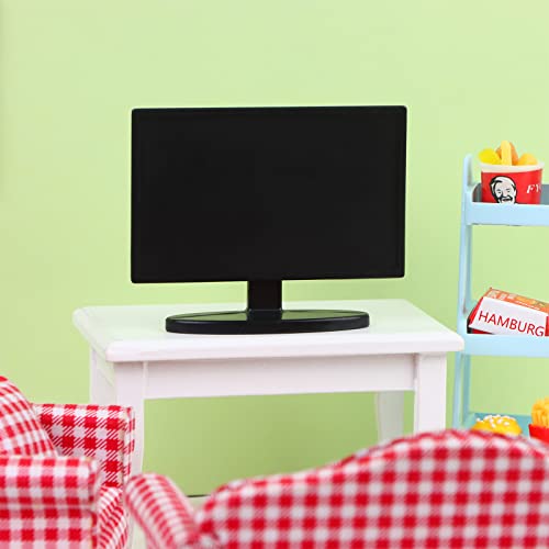2 Pieces Dollhouse Miniature Furniture 1:12 Doll House Miniature Tv Television With Remote Control Dollhouse Mini Model Toy Dollhouse Mini Decoration Accessories #TOP4