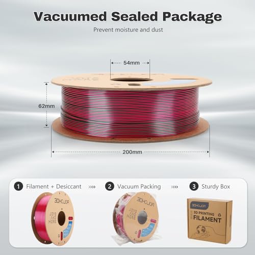 Image of 3DHoJor Silk PLA Filament 1.75mm Purple Green Dual Color PLA 3D Printer Filament 2 in 1 Coextrusion 1KG Spool(2.2lbs) 3D Printing Filament Dimensional Accuracy + /- 0.03mm Fits for Most FDM 3D Printers